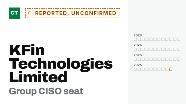 CISO Tribune company record: KFin Technologies Limited, appointment reported, not yet confirmed