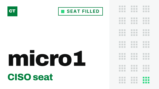 CISO Tribune company record: micro1, seat filled, since March 2026