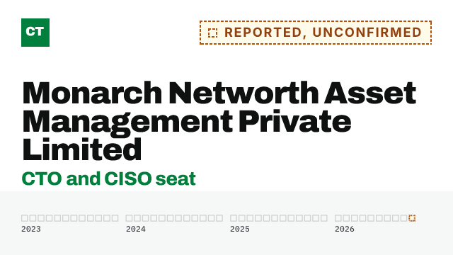 CISO Tribune company record: Monarch Networth Asset Management Private Limited, appointment reported, not yet confirmed