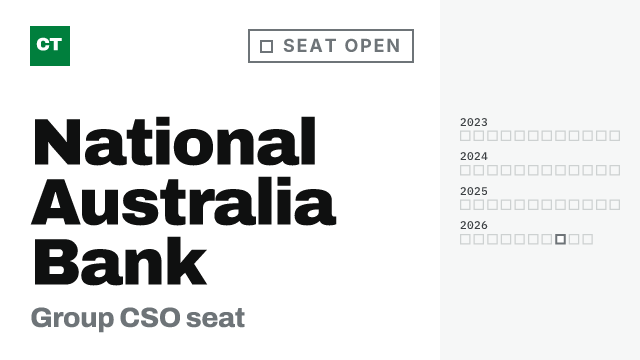 CISO Tribune company record: National Australia Bank, seat open since August 26, 2026