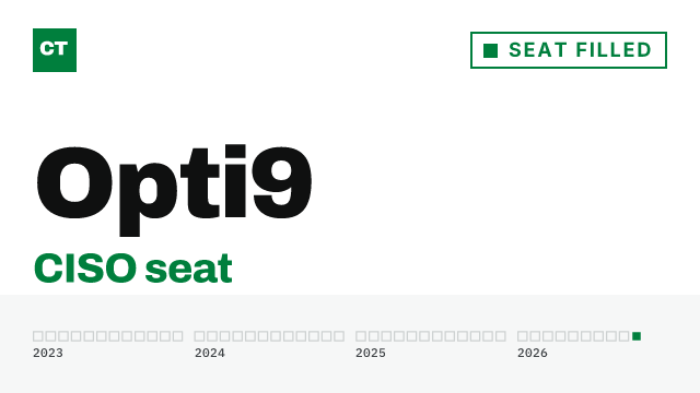 CISO Tribune company record: Opti9, seat filled, since October 14, 2026