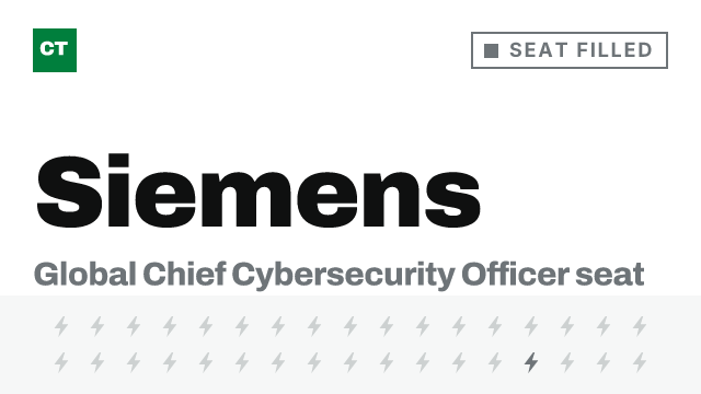 CISO Tribune company record: Siemens, seat filled, verified October 12, 2026