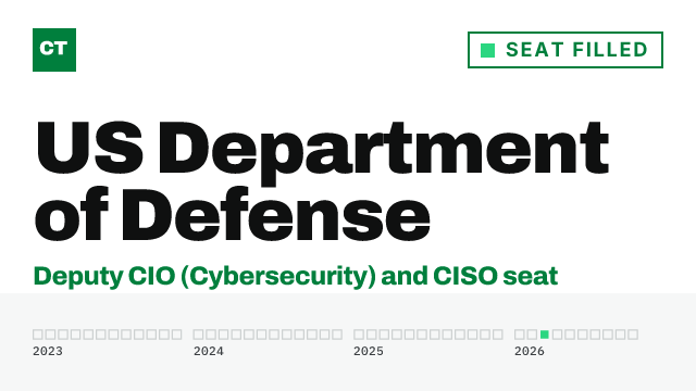 CISO Tribune company record: US Department of Defense, seat filled, since March 2026