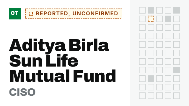 CISO Tribune record card: Aditya Birla Sun Life Mutual Fund CISO, reported and not yet confirmed