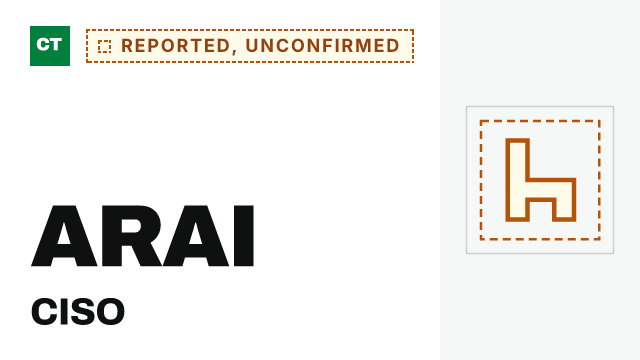 CISO Tribune record card: Automotive Research Association of India (ARAI) CISO, reported and not yet confirmed