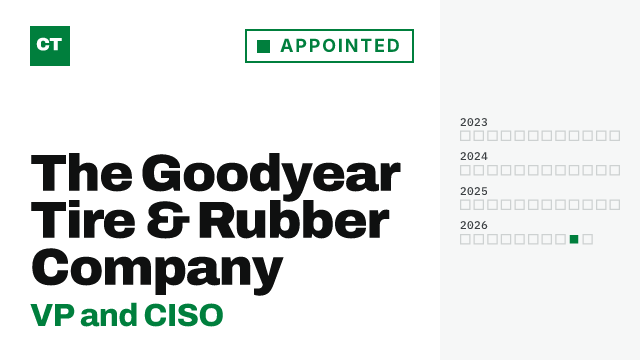 CISO Tribune record card: The Goodyear Tire & Rubber Company appoints VP and CISO