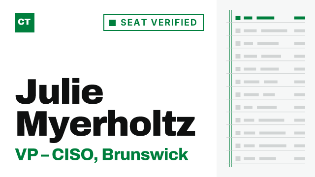 CISO Tribune executive record: Julie Myerholtz, VP – CISO at Brunswick, seat verified October 16, 2026