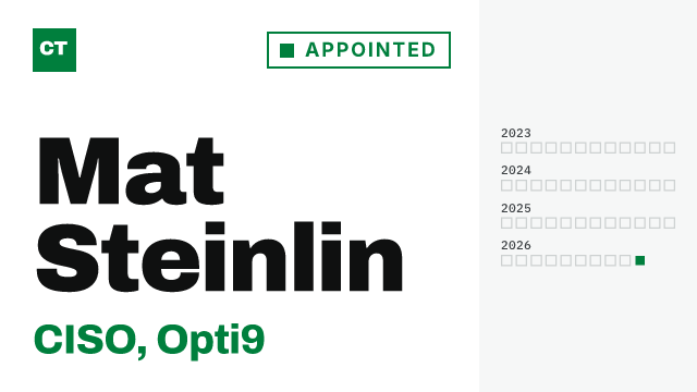 CISO Tribune executive record: Mat Steinlin, CISO at Opti9